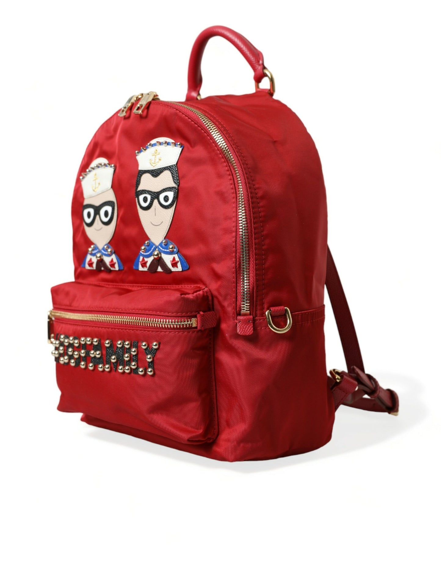 Dolce & Gabbana Embellished Red Backpack With Gold Detailing