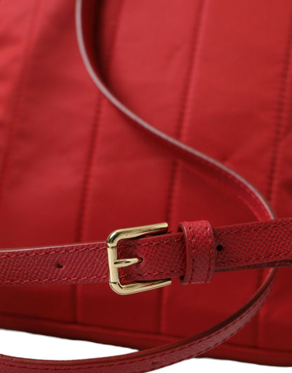 Dolce & Gabbana Embellished Red Backpack With Gold Detailing