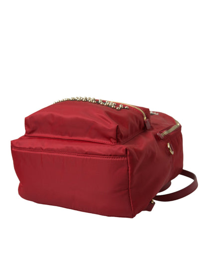 Dolce & Gabbana Embellished Red Backpack With Gold Detailing