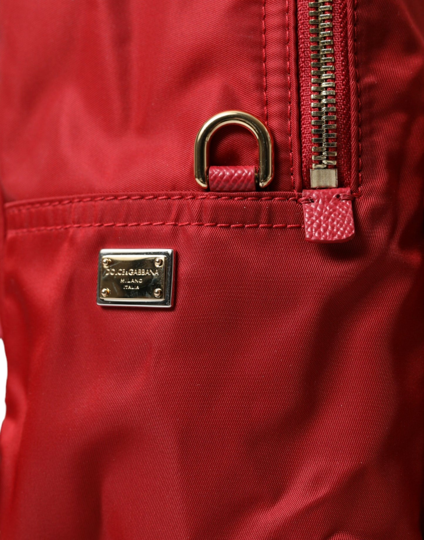 Dolce & Gabbana Embellished Red Backpack With Gold Detailing