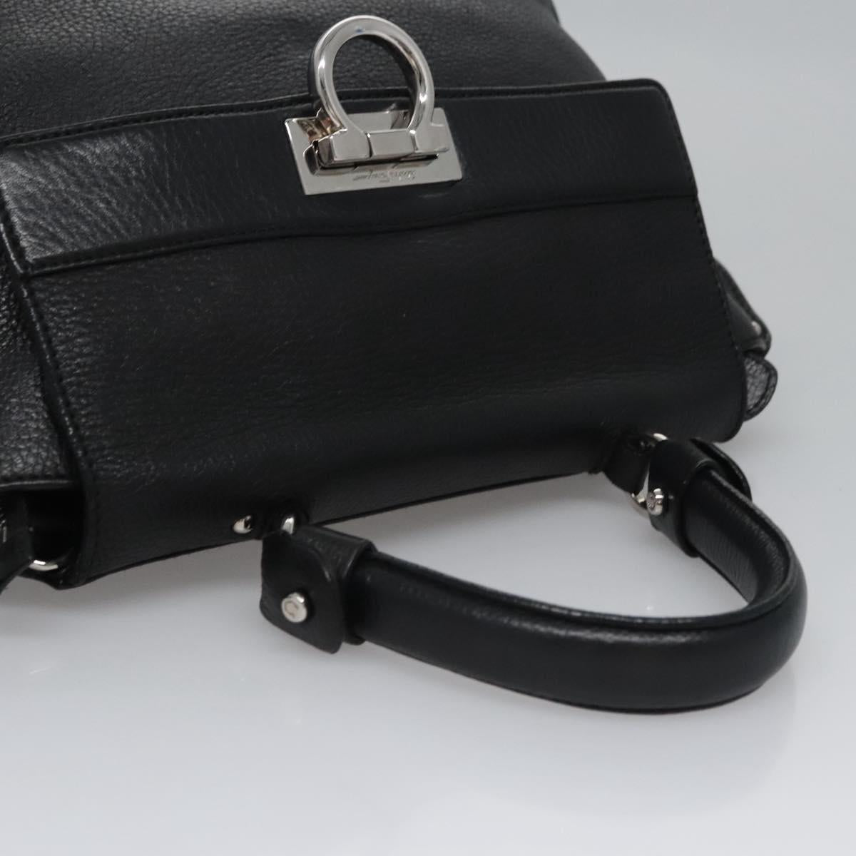 Salvatore Ferragamo Black Leather Gancini