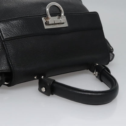 Salvatore Ferragamo Black Leather Gancini