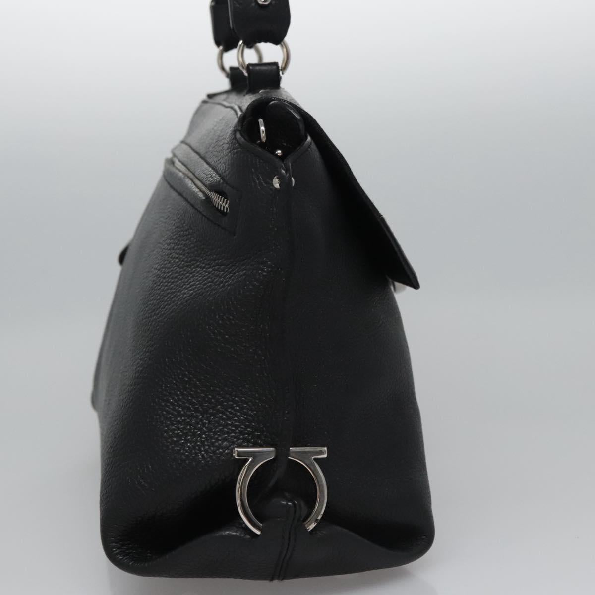 Salvatore Ferragamo Black Leather Gancini