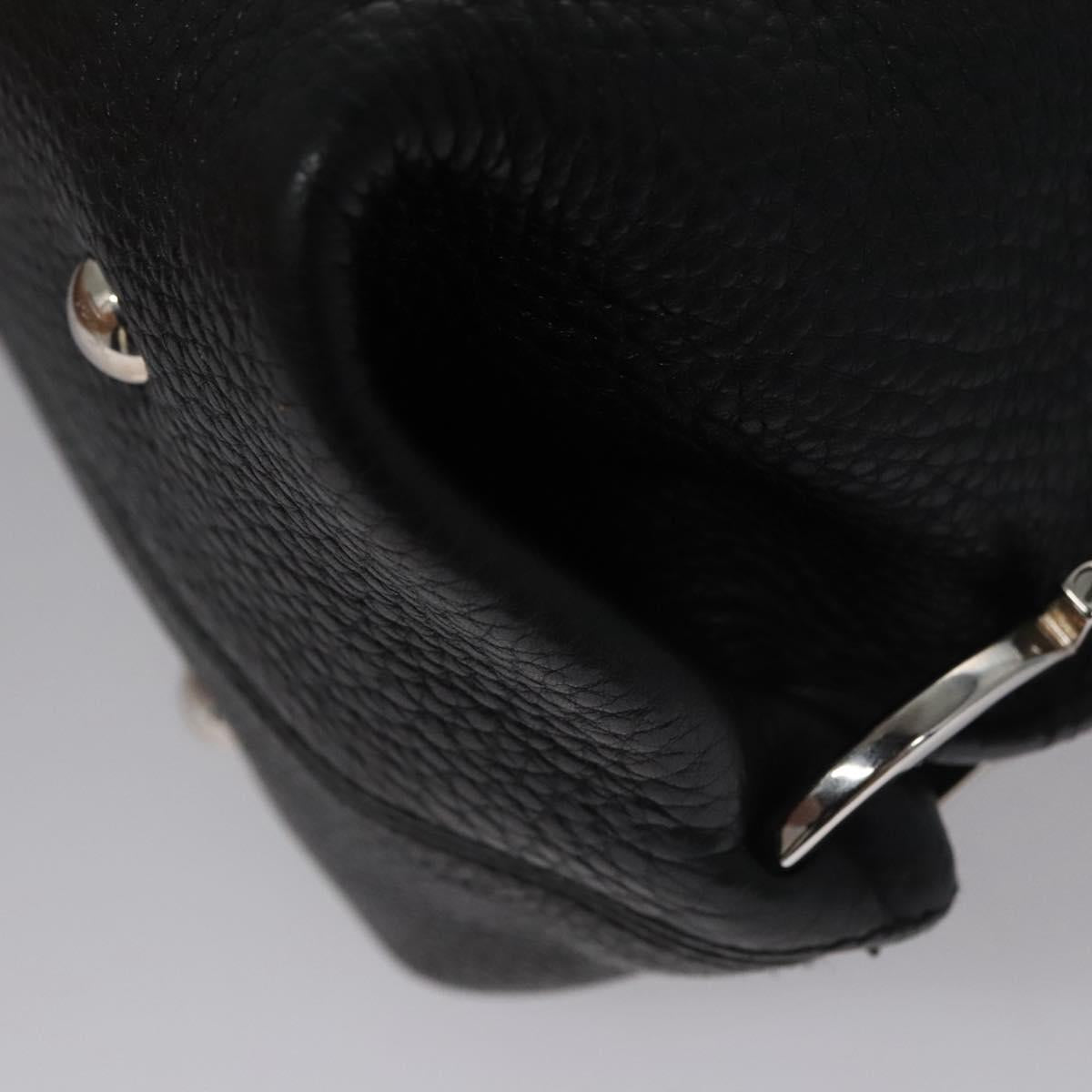 Salvatore Ferragamo Black Leather Gancini