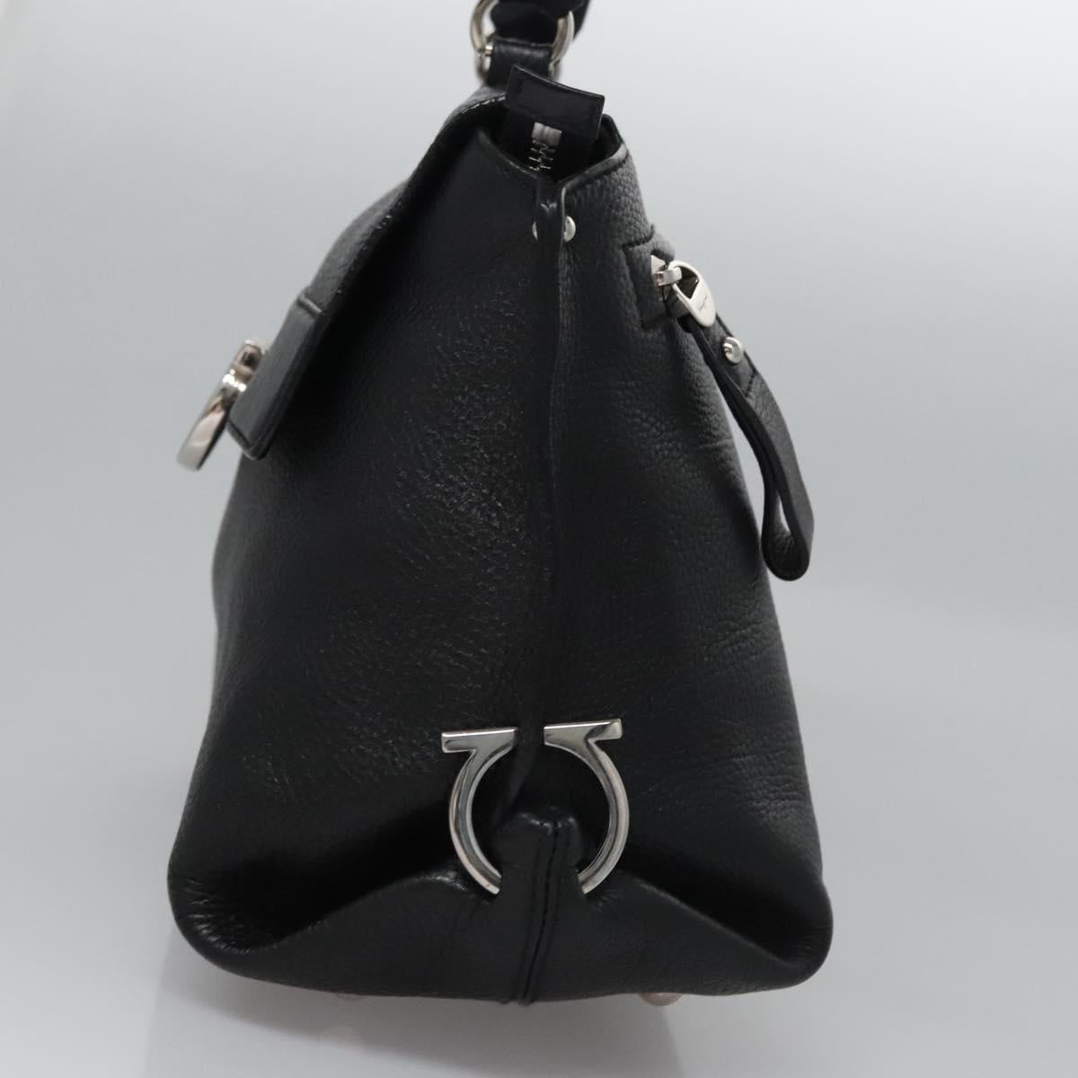 Salvatore Ferragamo Black Leather Gancini