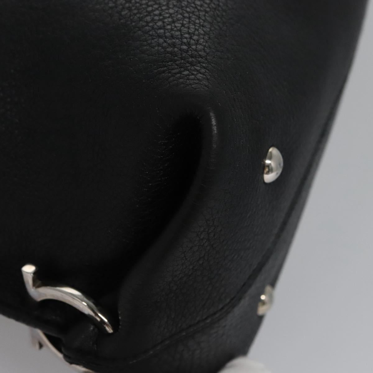 Salvatore Ferragamo Black Leather Gancini