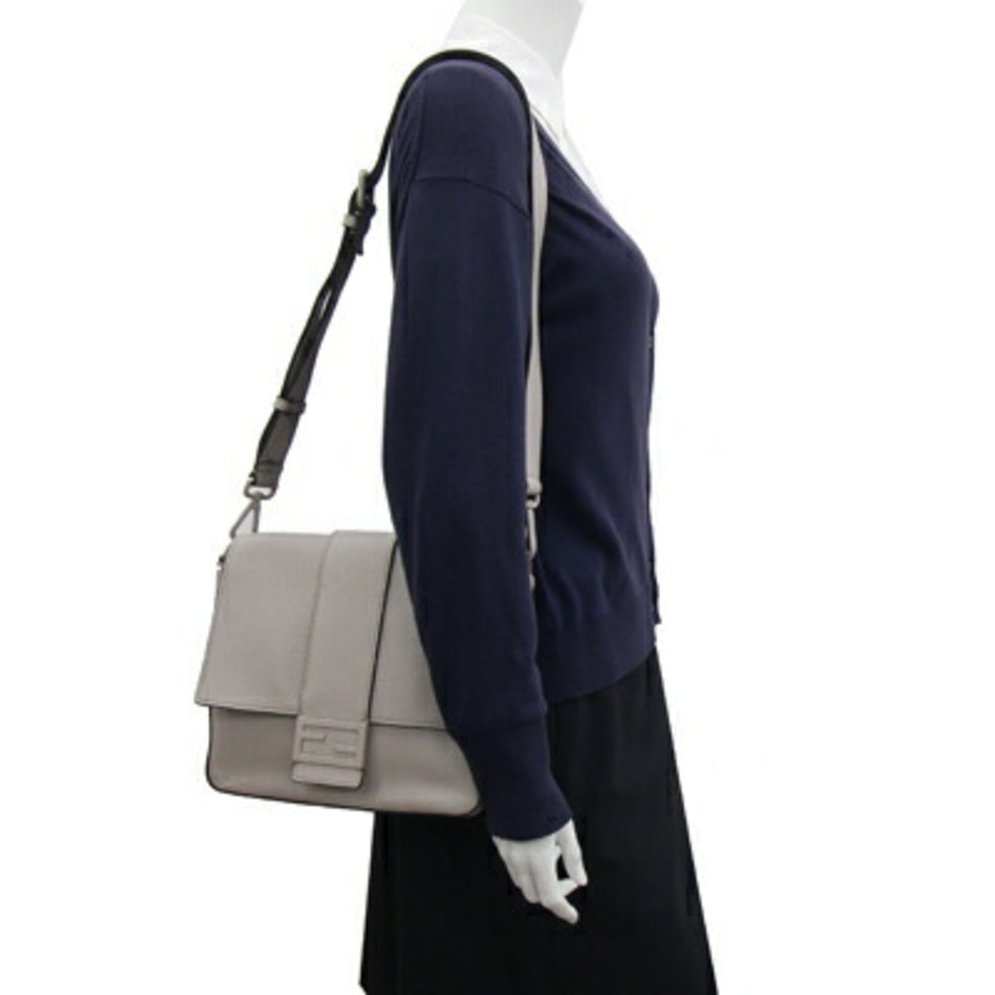 Fendi Gray Leather Baguette