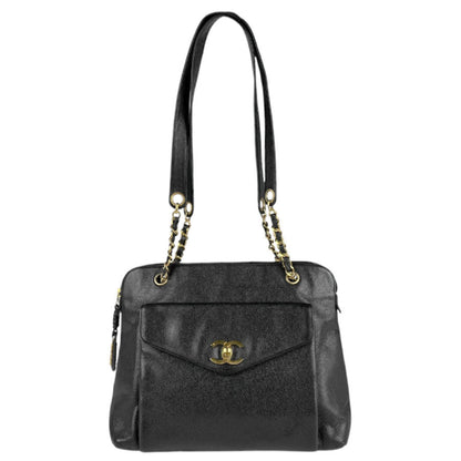 Chanel Black Leather Coco Mark