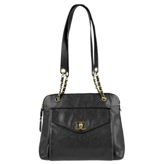 Chanel Black Leather Coco Mark