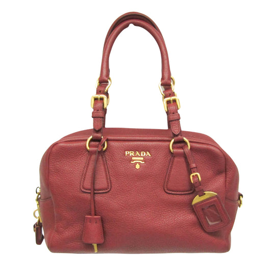 Prada Red Leather Boston