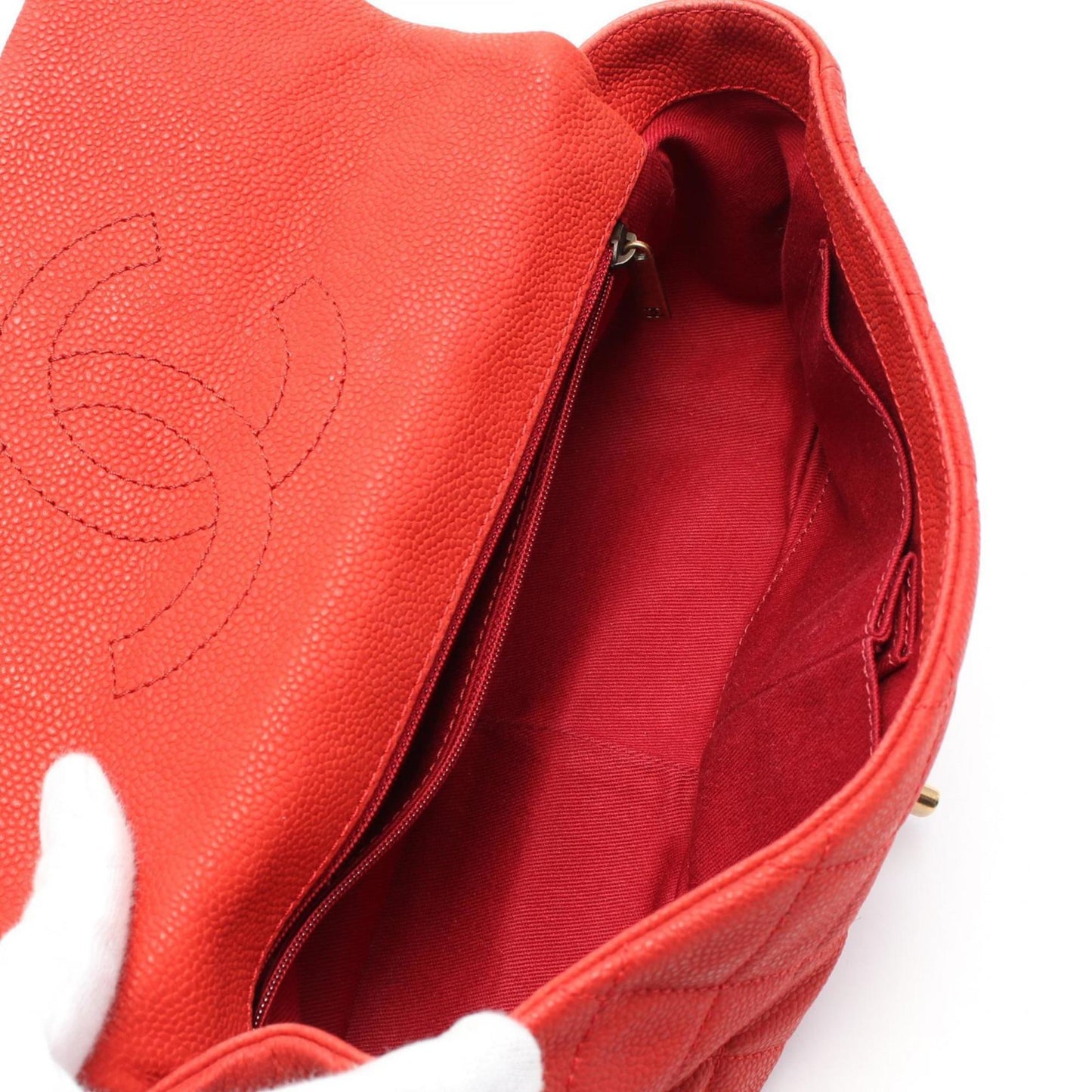 Chanel Red Leather Coco Handle