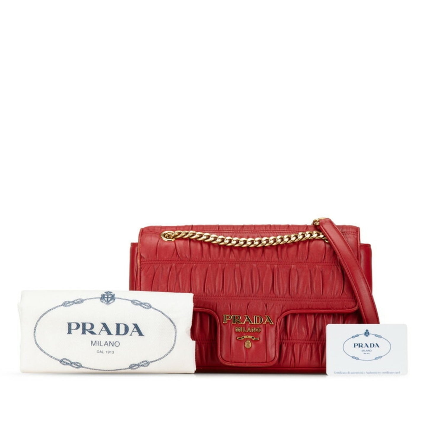 Prada Red Leather Galet Arrière