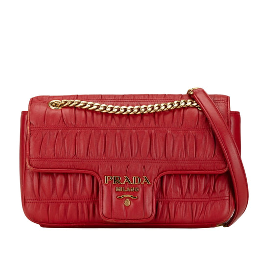 Prada Red Leather Galet Arrière