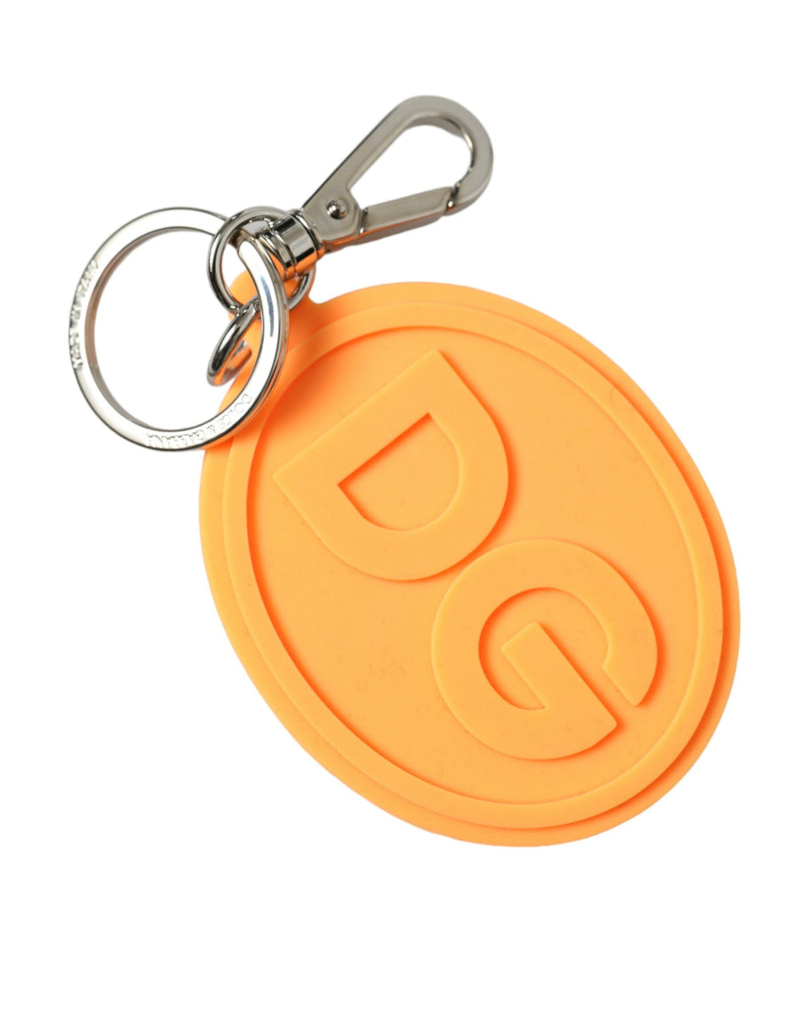 Dolce & Gabbana Elegant Orange Charm Keyring With Silver Detail