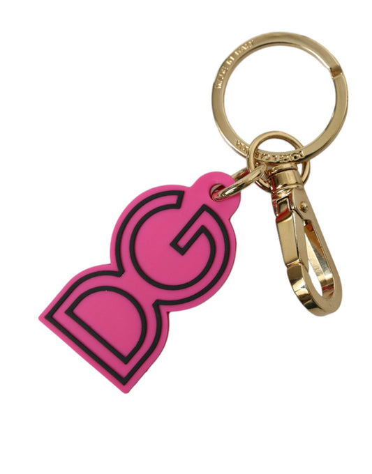 Dolce & Gabbana Chic Gold And Pink Logo Keychain