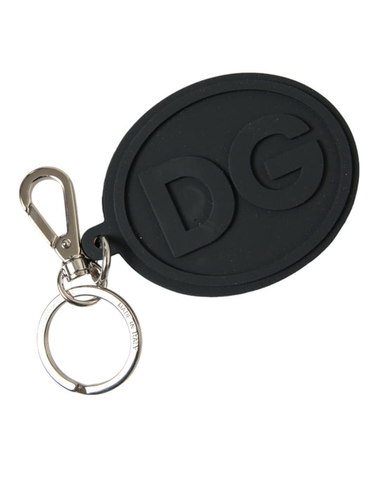Dolce & Gabbana Chic Black And Silver Logo Keychain