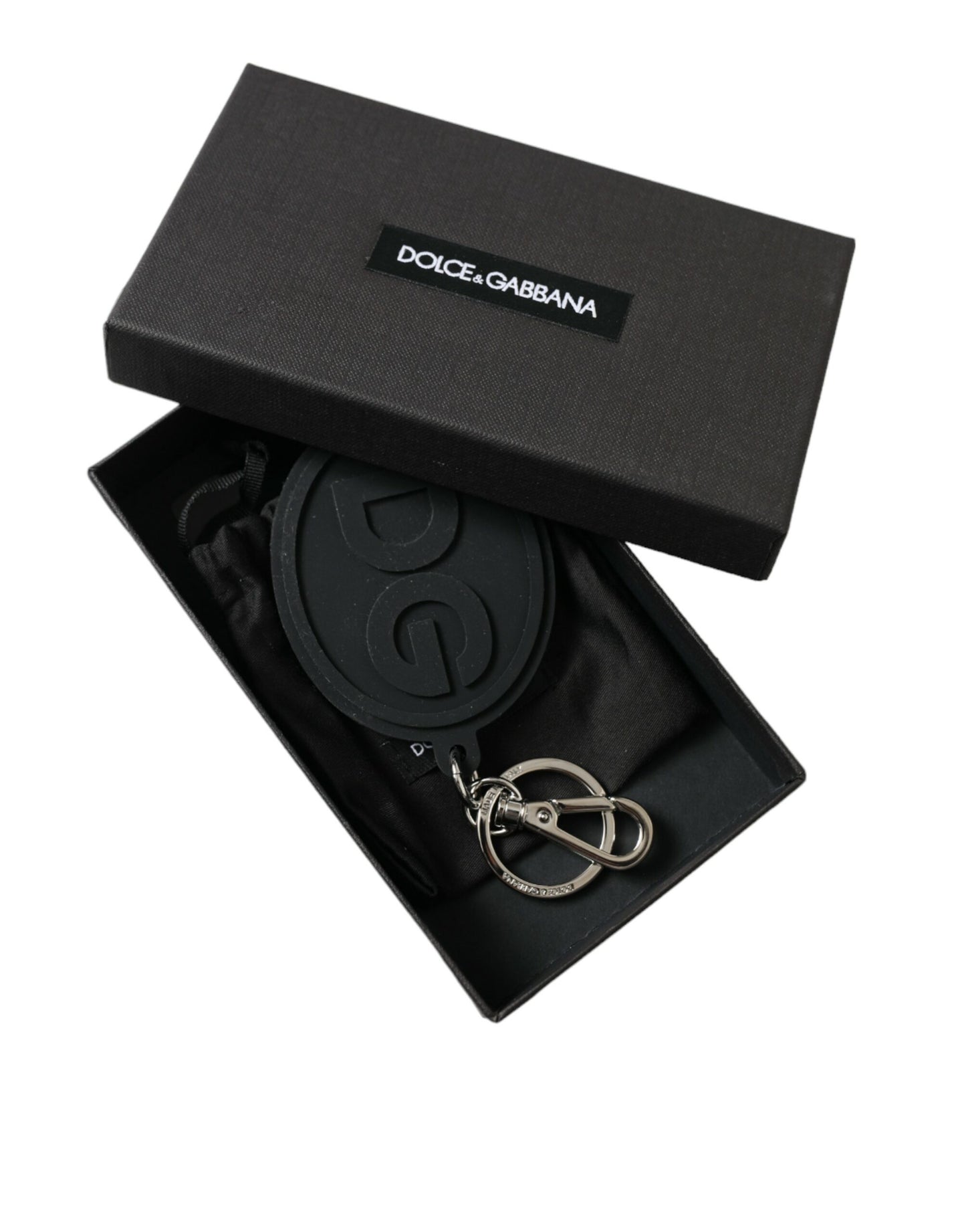 Dolce & Gabbana Chic Black And Silver Logo Keychain