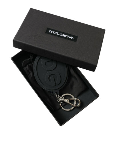 Dolce & Gabbana Chic Black And Silver Logo Keychain