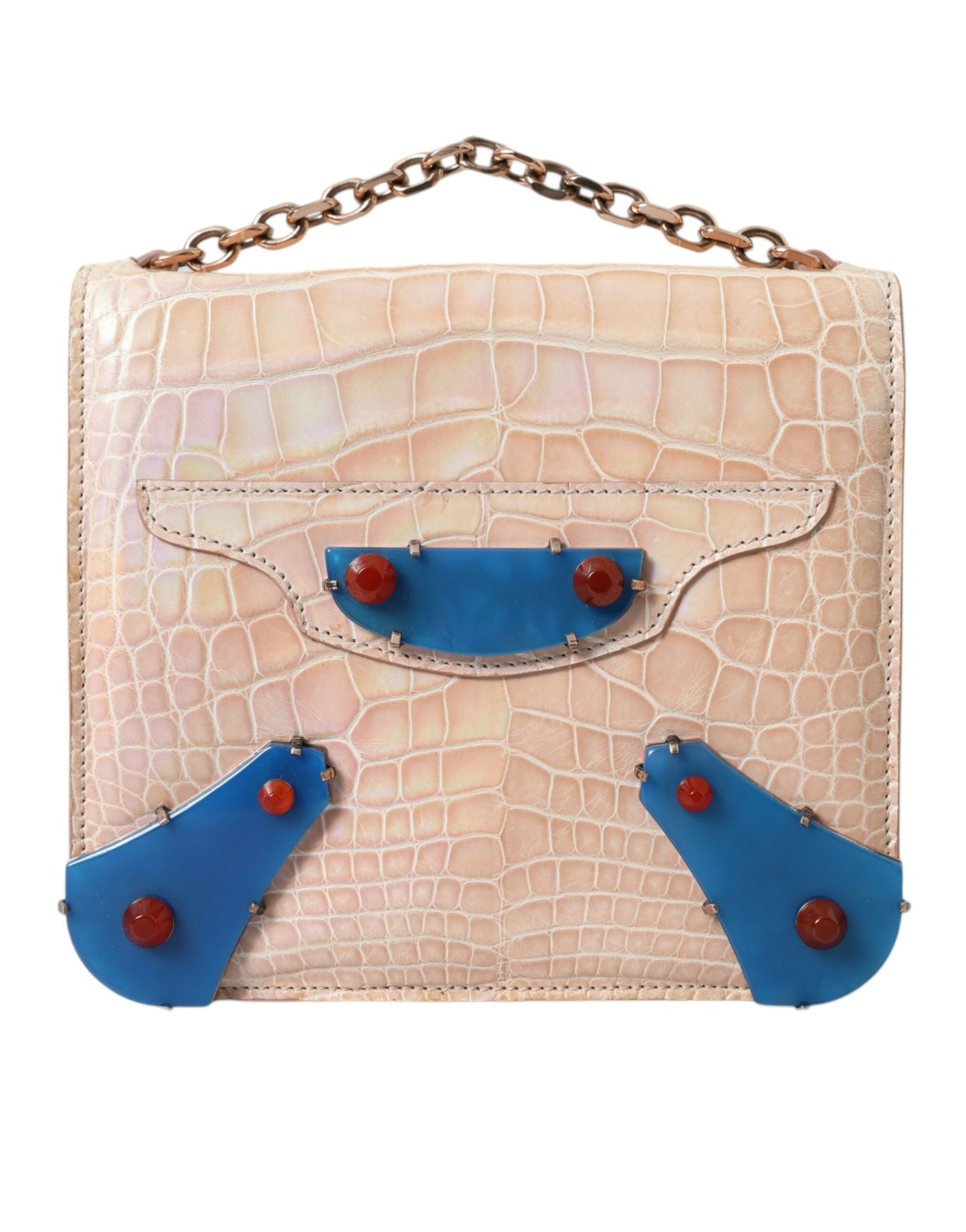 Balenciaga Elegant Mini Chain Beige Clutch For Evening Elegance