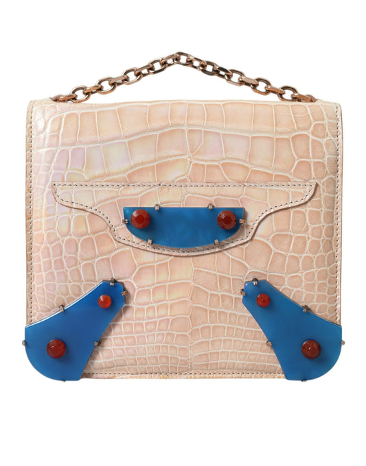 Balenciaga Elegant Mini Chain Beige Clutch For Evening Elegance