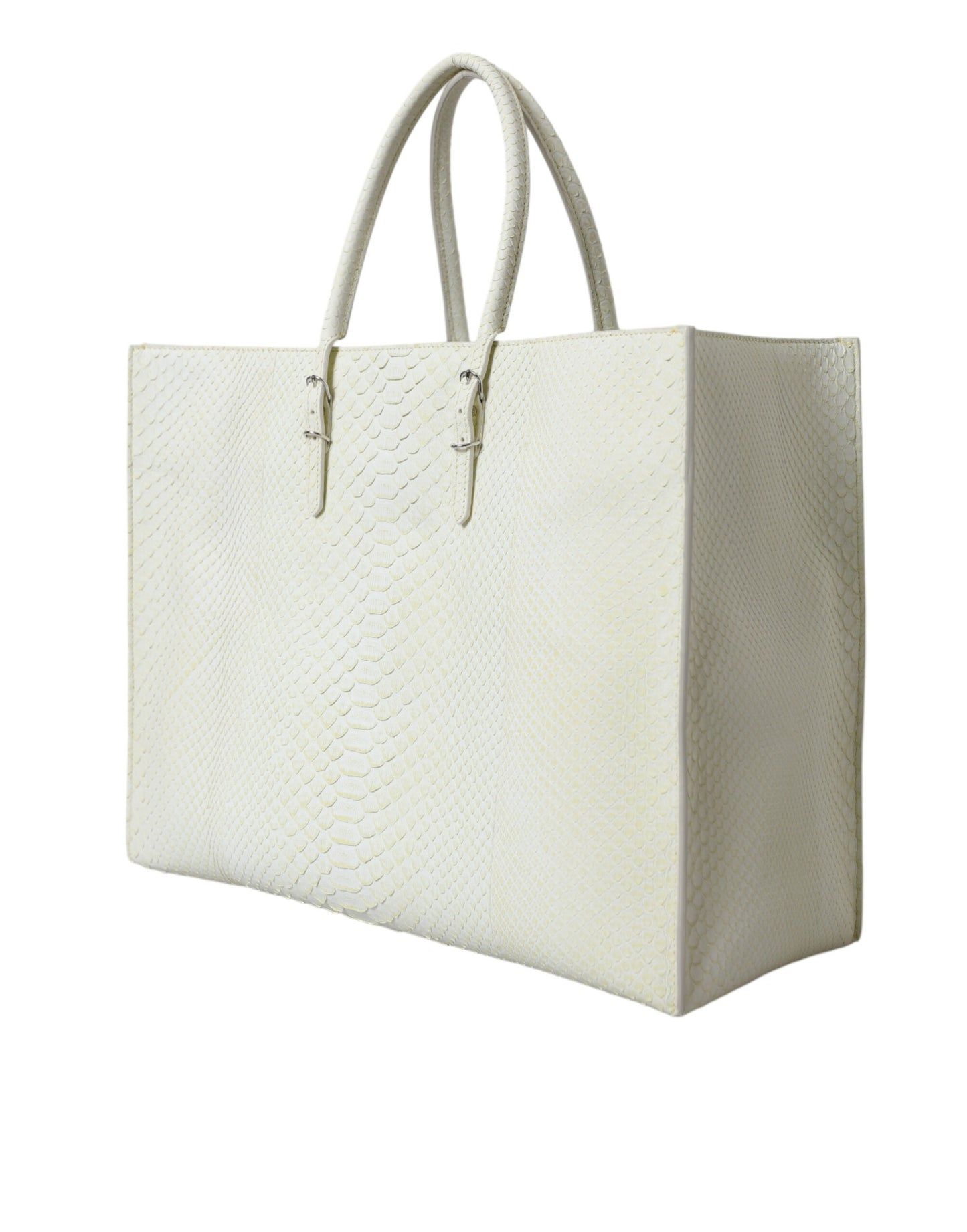 Balenciaga Chic Python Leather Tote In White & Yellow