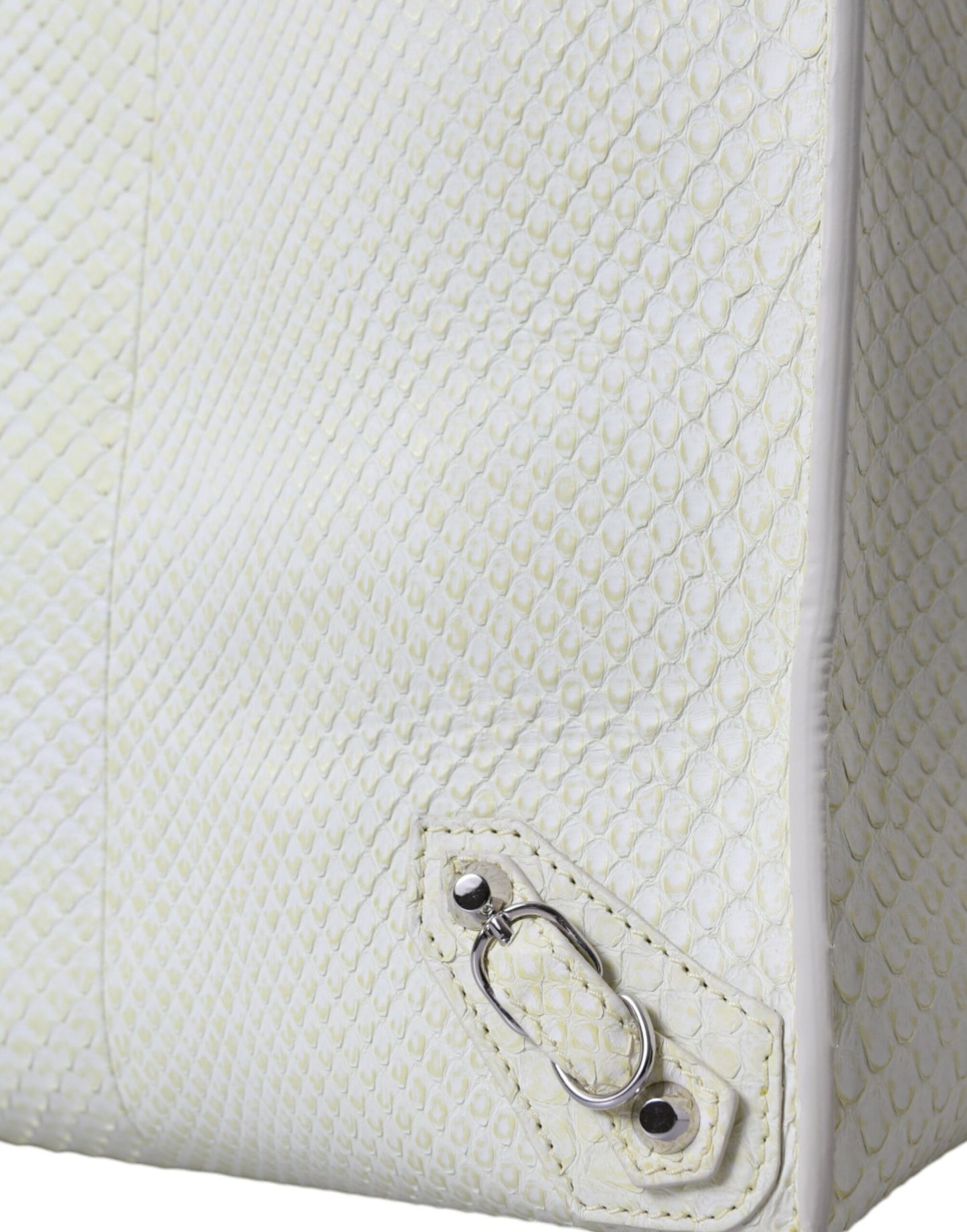 Balenciaga Chic Python Leather Tote In White & Yellow