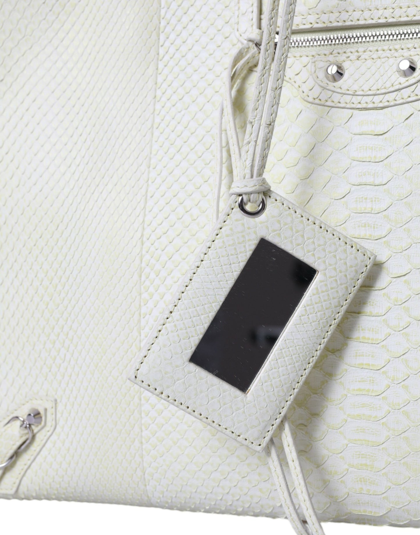 Balenciaga Chic Python Leather Tote In White & Yellow