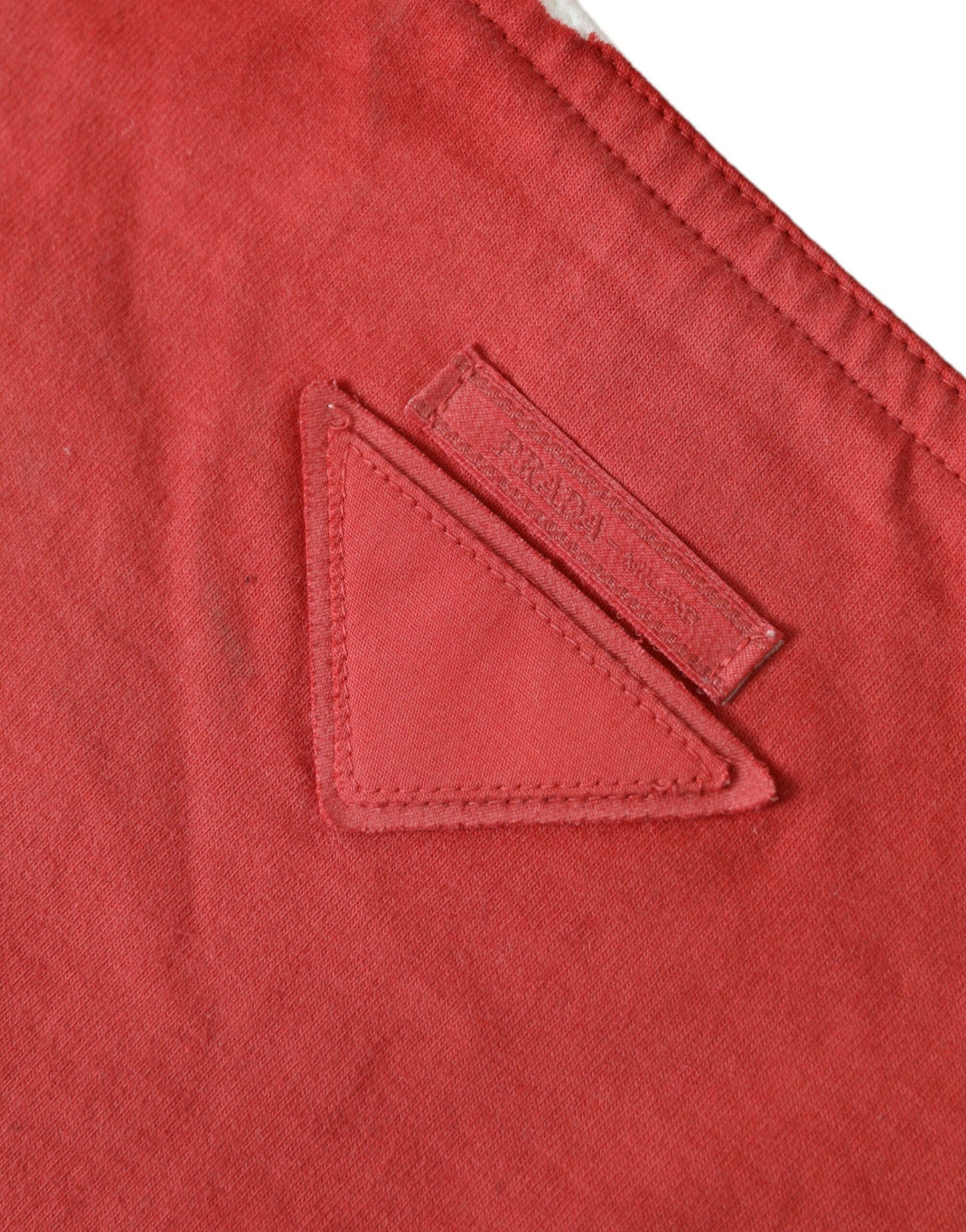Prada Chic Red And White Fabric Tote Bag