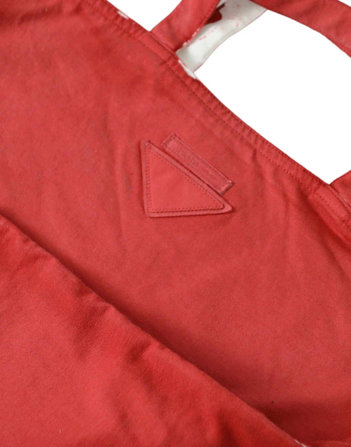 Prada Chic Red And White Fabric Tote Bag