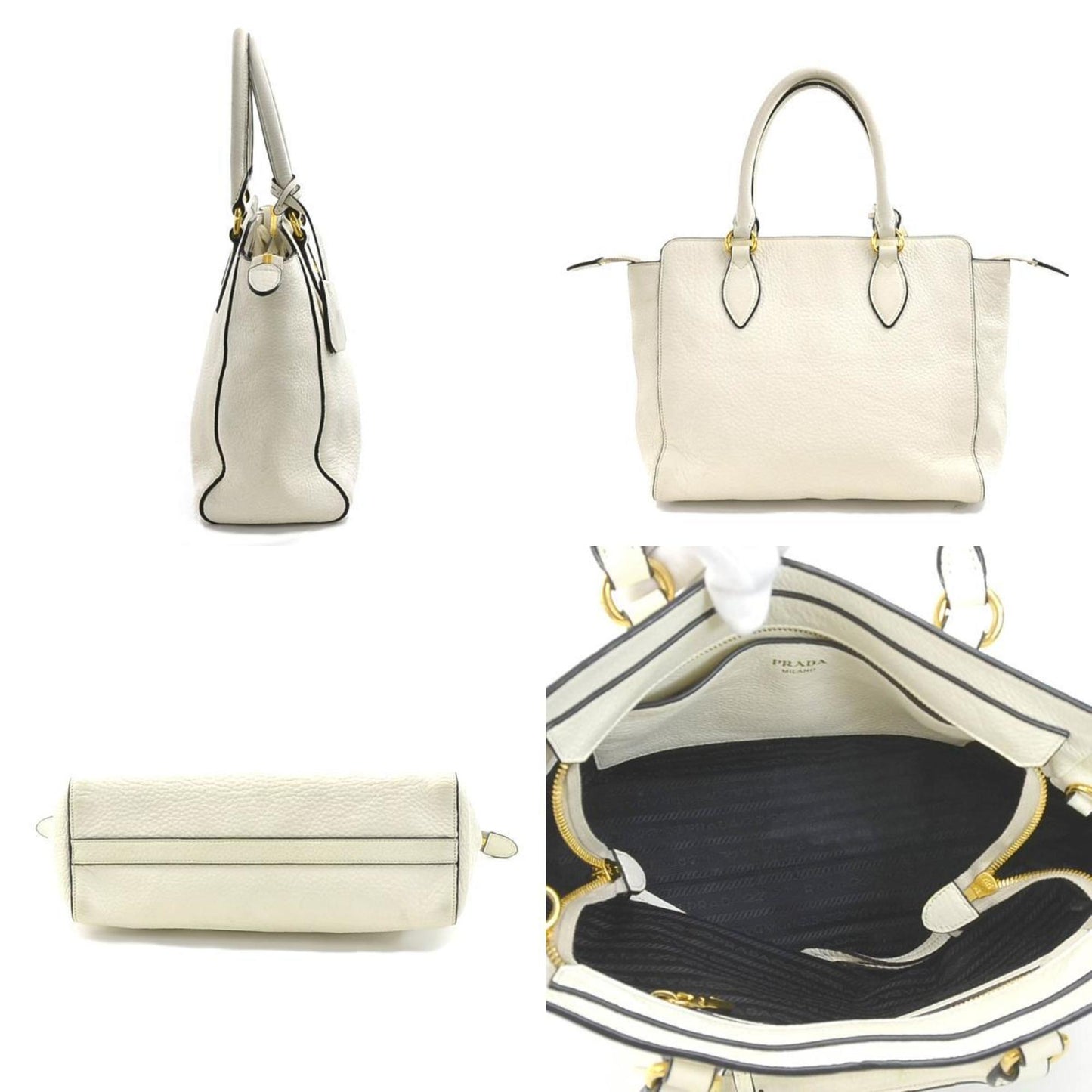 Prada White Leather Saffiano