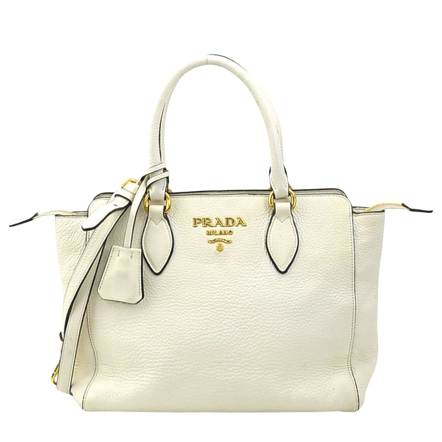 Prada White Leather Saffiano