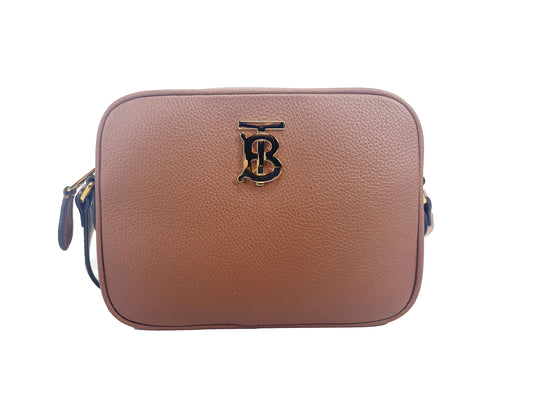 Burberry Small Leather Tan Camera Crossbody Tb Logo Bag