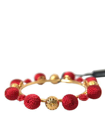 Dolce & Gabbana Gold Brass Red Runway Sicilia Natale Roses Bracelet