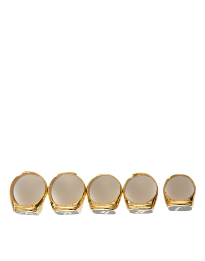 Dolce & Gabbana Gold Brass Royal Enamel Set Of 5 Ring