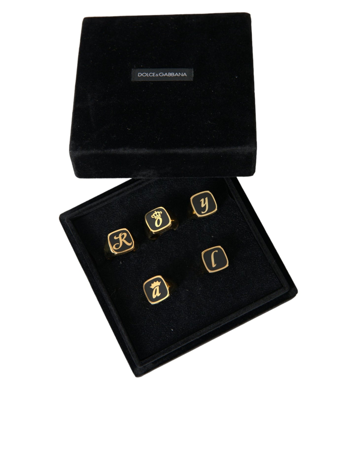 Dolce & Gabbana Gold Brass Royal Enamel Set Of 5 Ring
