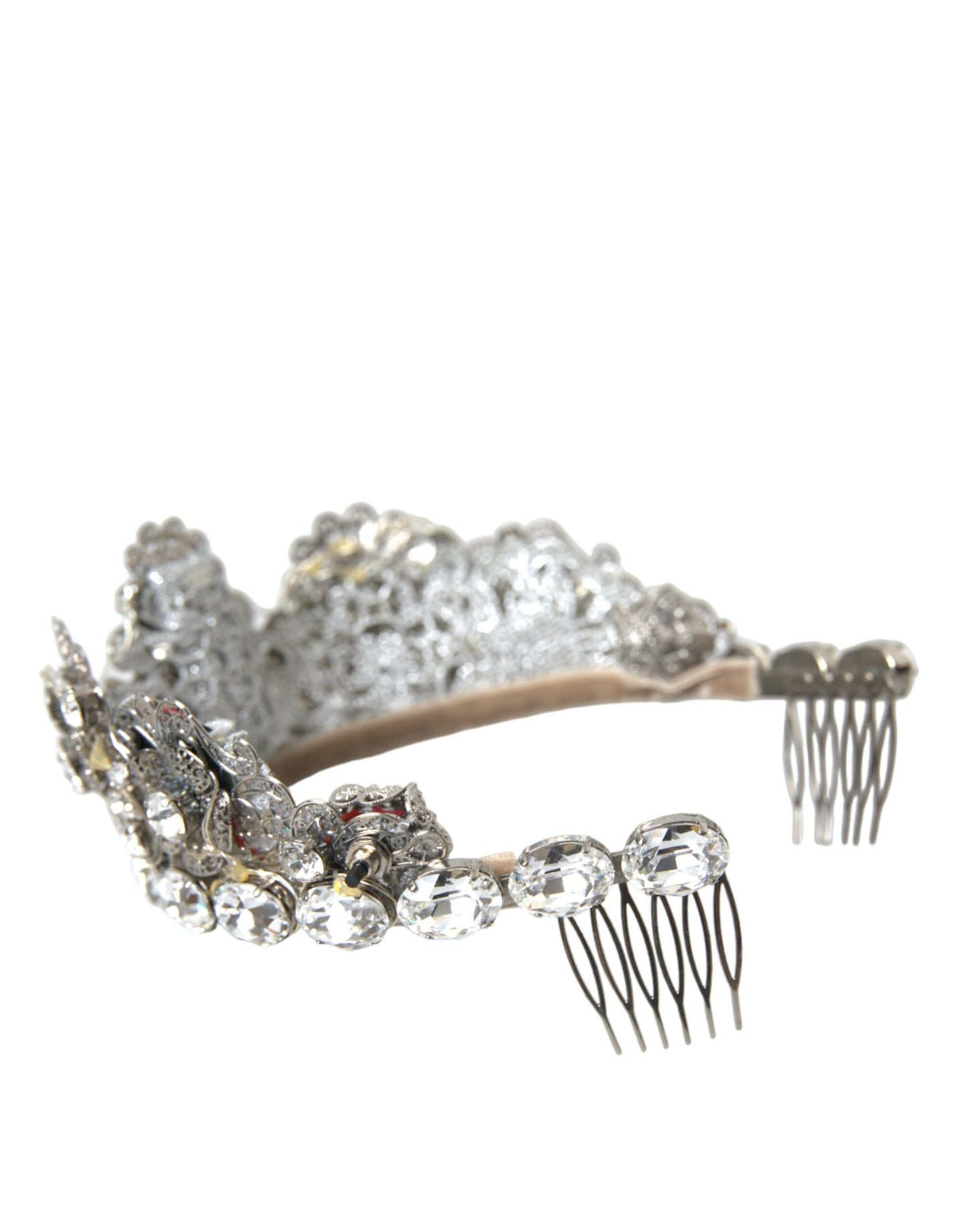 Dolce & Gabbana Silver Brass Strass Crystal Crown Tiara Led Diadem