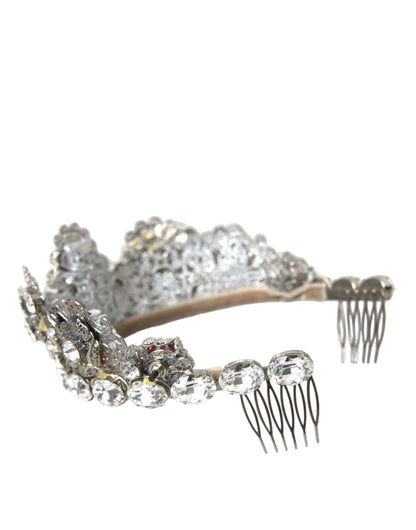Dolce & Gabbana Silver Brass Strass Crystal Crown Tiara Led Diadem