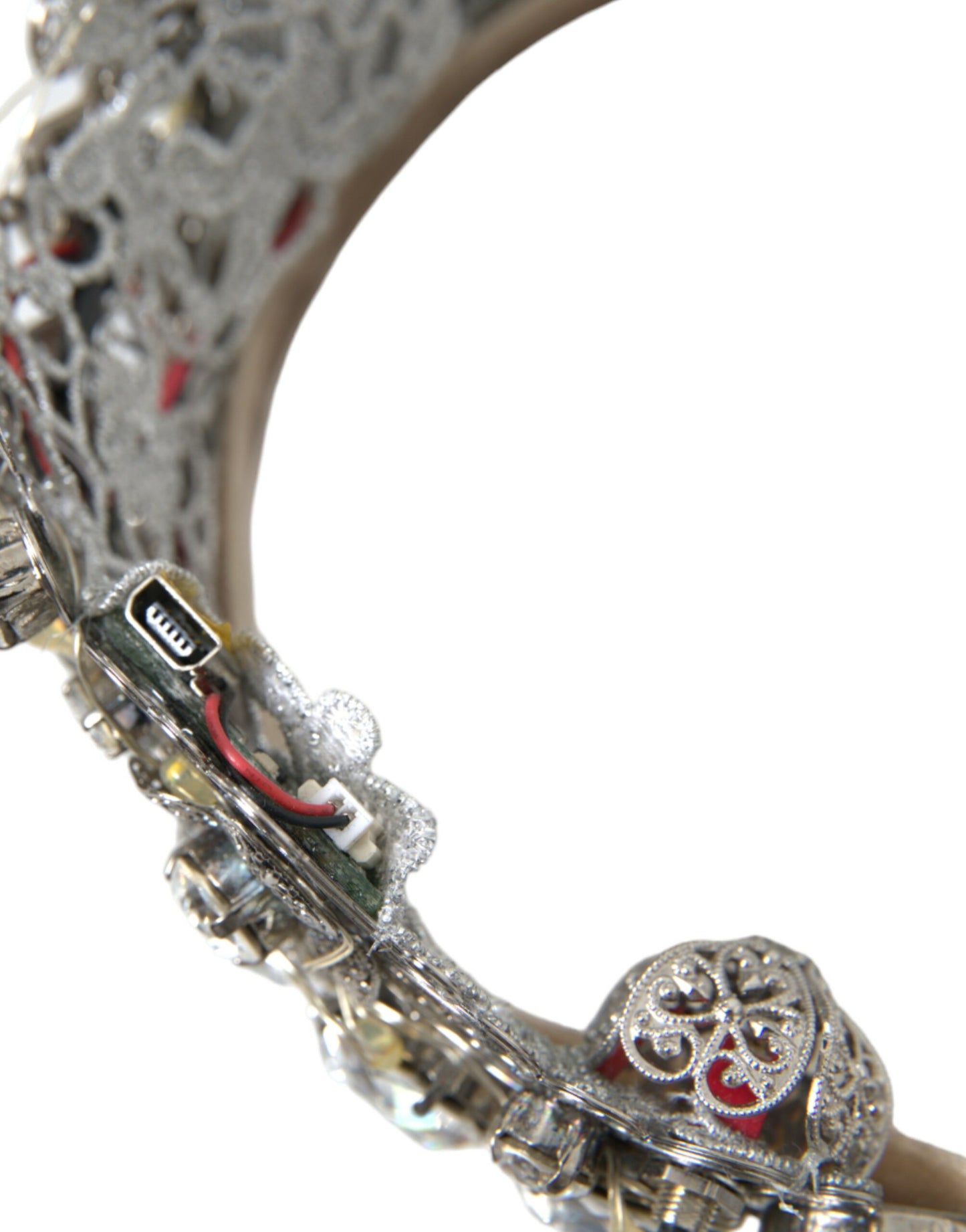 Dolce & Gabbana Silver Brass Strass Crystal Crown Tiara Led Diadem