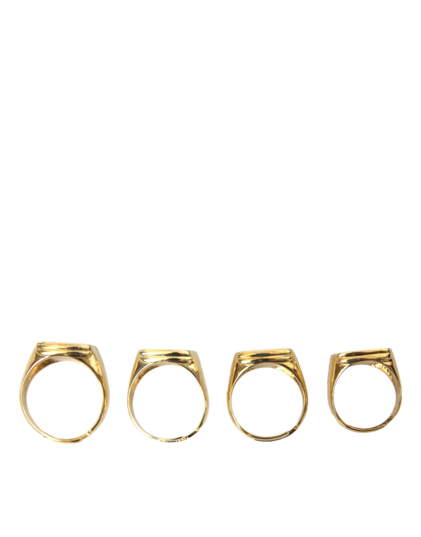 Dolce & Gabbana Gold Brass King Enamel Set Of 4 Ring
