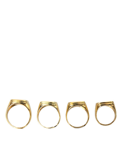 Dolce & Gabbana Gold Brass King Enamel Set Of 4 Ring