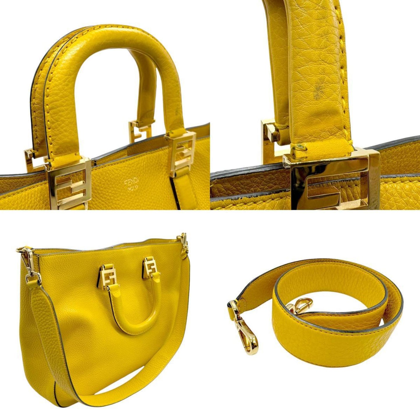 Fendi Yellow Leather Gloria