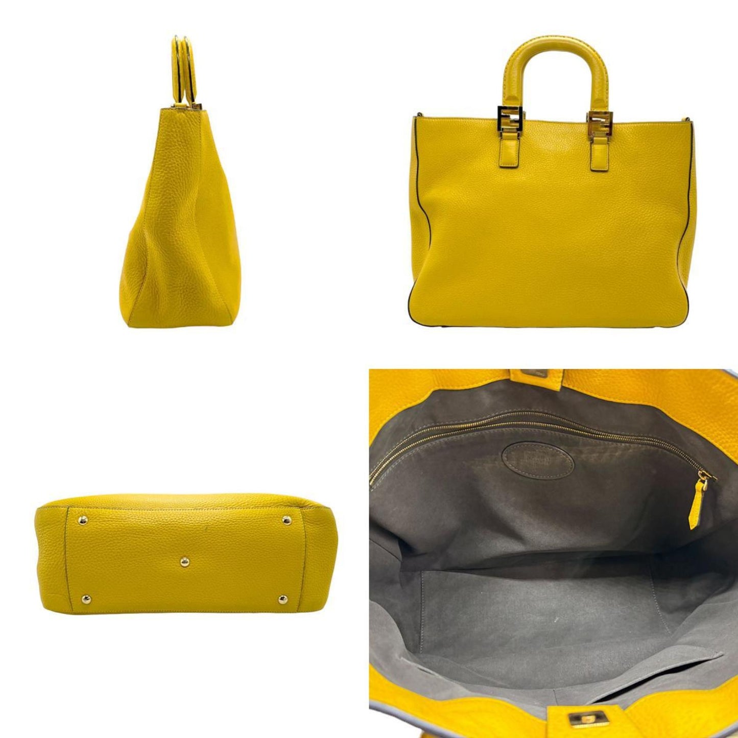 Fendi Yellow Leather Gloria
