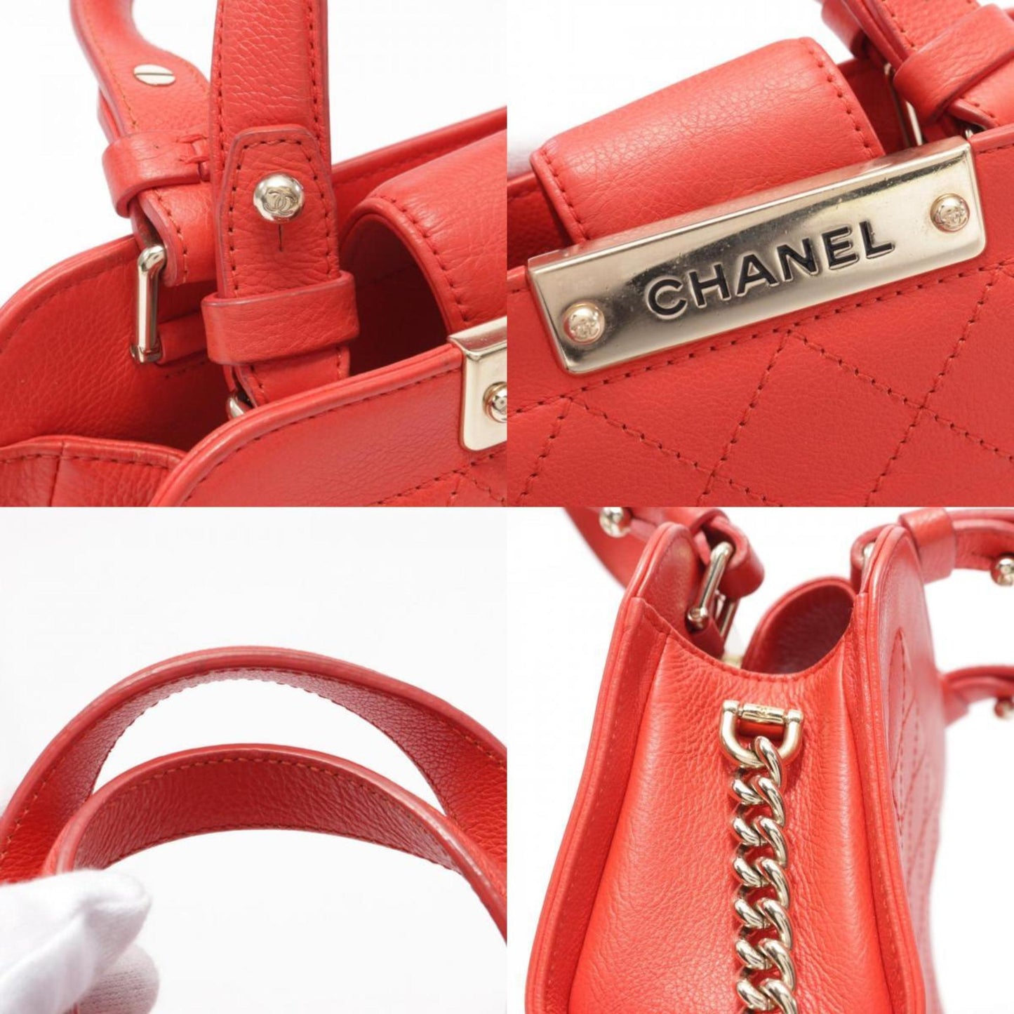 Chanel Red Leather Shoulder
