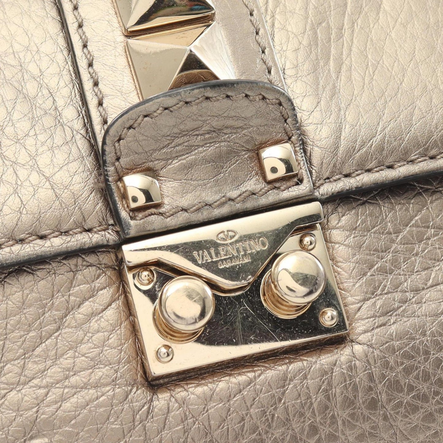 Valentino Garavani Brown Leather Glam Lock