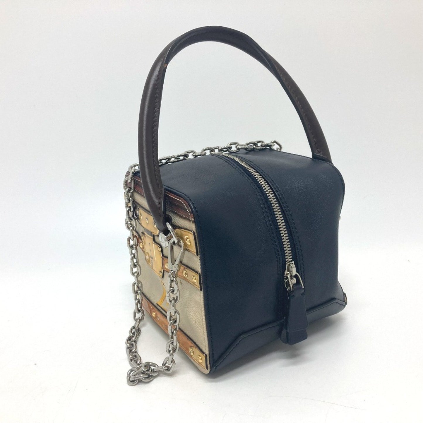 Louis Vuitton Black Leather Square Bag