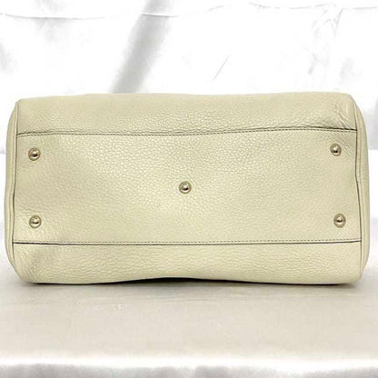 Gucci White Leather Bamboo