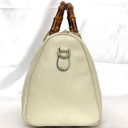 Gucci White Leather Bamboo