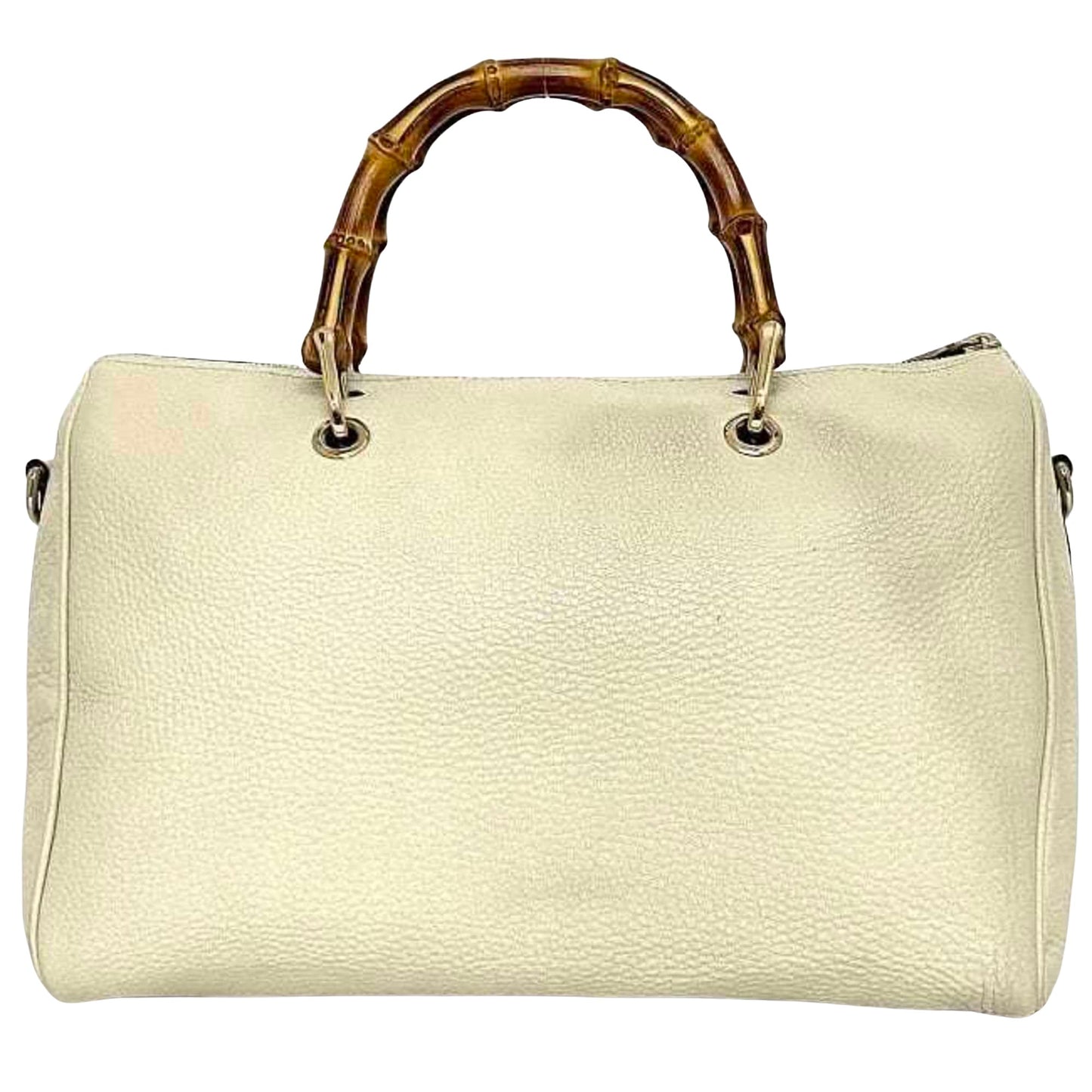 Gucci White Leather Bamboo