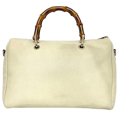 Gucci White Leather Bamboo