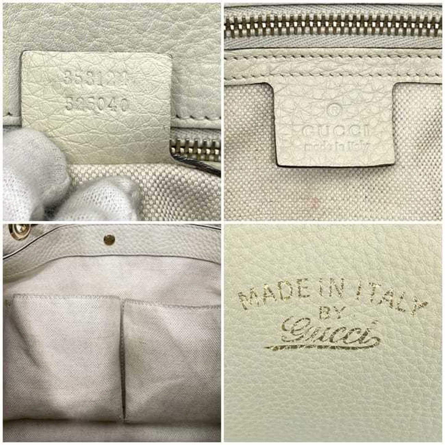 Gucci White Leather Bamboo